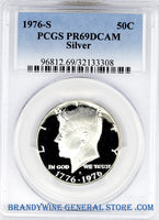 1976-S Kennedy Silver Half Dollar certified by PCGS at Proof 69 Deep Cameo