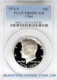 1976-S Kennedy Half Dollar certified by PCGS at Proof 69 Deep Cameo