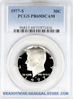 1977-S Kennedy Half Dollar certified by PCGS at Proof 69 Deep Cameo