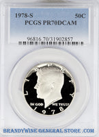1978-S Kennedy Half Dollar that has been certified perfect by PCGS at Proof 70 Deep Cameo