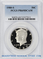 1980-S Kennedy Half Dollar certified by PCGS at Proof 69 Deep Cameo.