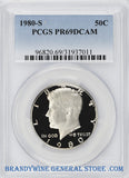 1980-S Kennedy Half Dollar certified by PCGS at Proof 69 Deep Cameo.