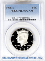1996-S Kennedy Half Dollar certified perfect by PCGS at Proof 70 Deep Cameo