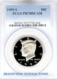 1999-S Kennedy Half Dollar certified perfect by PCGS at Proof 70 Deep Cameo