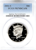 2002-S Kennedy Half Dollar certified perfect by PCGS at Proof 70 Deep Cameo