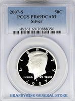 2007-S Kennedy Silver Half Dollar certified by PCGS at Proof 69 Deep Cameo