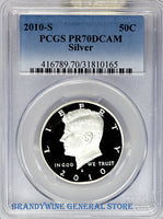 2010-S Kennedy Silver Half Dollar certified perfect by PCGS at Proof 70 Deep Cameo