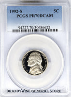 1992-S Jefferson Nickel PCGS Proof 70 Deep Cameo
