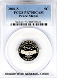 2004-S Jefferson Peace Medal Nickel PCGS Proof 70 Deep Cameo