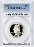 1985-S Washington Quarter PCGS Proof 70 Deep Cameo