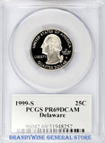 1999-S Delaware Statehood Quarter certified by PCGS at Proof 69 Deep Cameo Obverse
