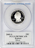 2005-S Kansas Silver Statehood Quarter PCGS Proof 70 Deep Cameo Obverse