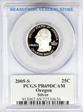 2005-S Oregon Silver Statehood Quarter PCGS Proof 69 Deep Cameo Obverse