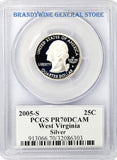 2005-S West Virginia Silver Quarter PCGS Proof 70 Deep Cameo Obverse