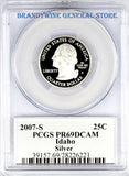 2007-S Idaho Silver Quarter PCGS Proof 69 Deep Cameo Obverse