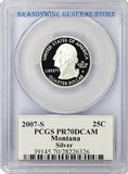 2007-S Montana Silver Quarter PCGS Proof 70 Deep Cameo Obverse