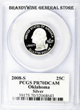 2008-S Oklahoma Silver Quarter PCGS Proof 70 Deep Cameo