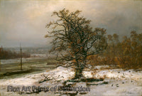 An archival premium Quality art Print of Oak Tree by the Elbe in Winter by Johan Christian Dahl