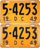 1949 District of Columbia License Plates