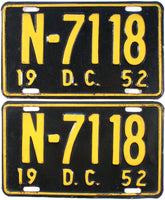 1952 District of Columbia License Plates