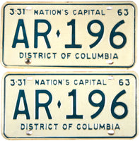 1963 District of Columbia License Plates