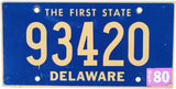 1980 Delaware License Plate