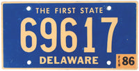 1986 Delaware License Plate
