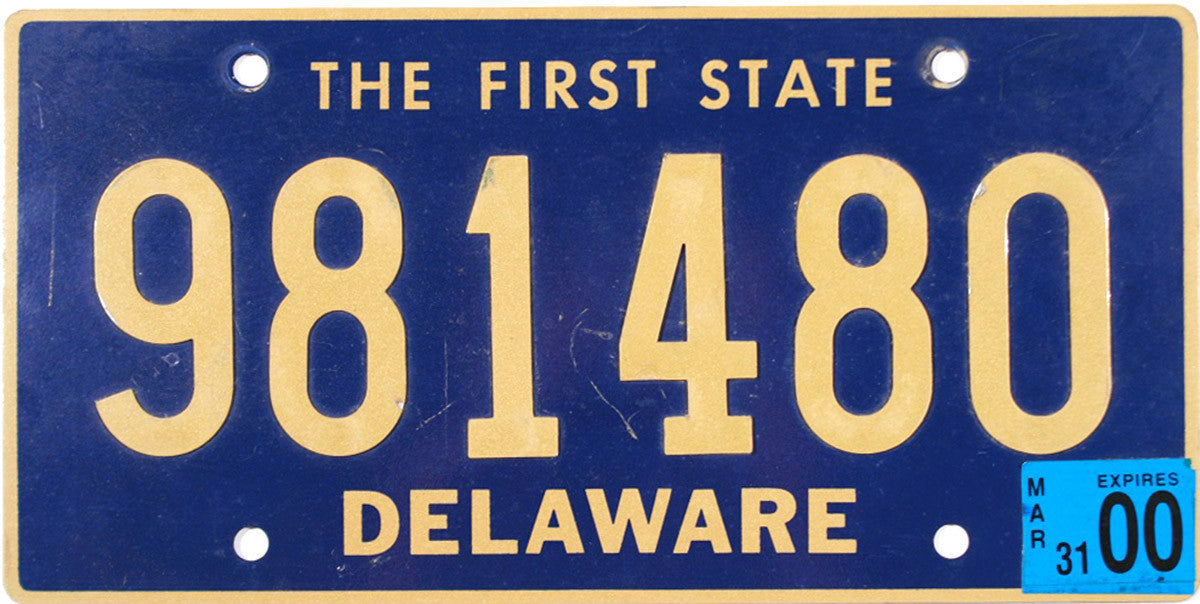 2000 Delaware License Plate