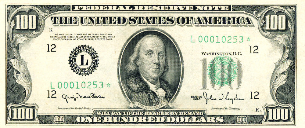 Fr 2157-L One Hundred Federal Reserve Star Note 1950 Mule