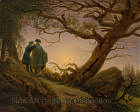 An archival premium Quality art Print of Two Men Contemplating the Moon by Caspar David Friedrich 