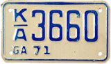 1971 Georgia Motorcycle License Plate