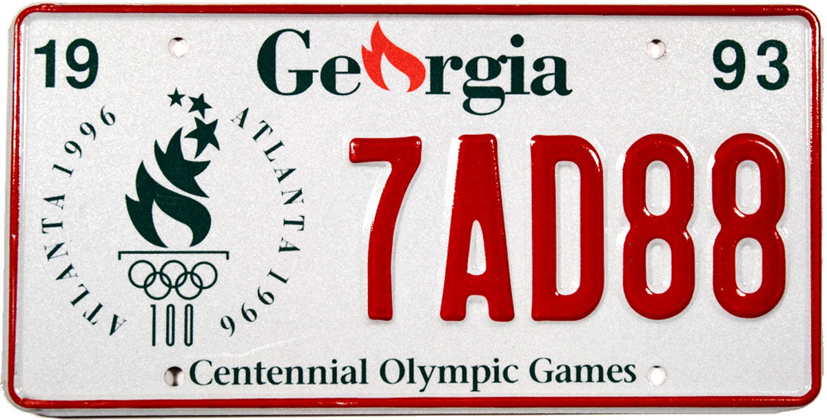 1993 Georgia Olympic License Plate