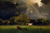 Art Print of The Rainbow painted by the American artist George Inness with cows