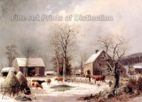 An archival premium Quality art Print of Farmyard in Winter by George Henry Durrie