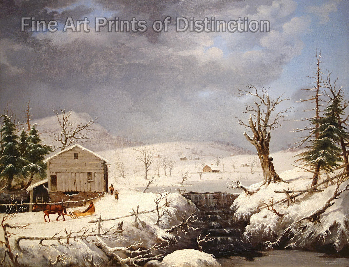 An archival premium Quality art Print of Winter in New England by George Henry Durrie