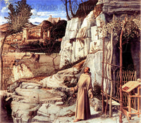 An archival premium Quality Art Print of Saint Francis in the Desert painted by Giovanni Bellini