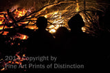 Goblins Warming by the Fire at night Art Print