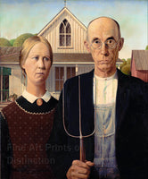 art print of famous American painting American Gothic by Grant Wood