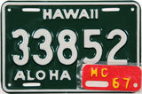1967 Hawaii Motorcycle License Plate