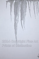 Icicles in the cold Pouring Snow Art Print
