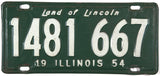 1954 Illinois License Plate very good condition