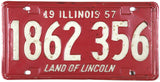 1957 Illinois License Plate in very good minus condition