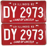 A classic pair of 1961 Illinois Passenger Automobile License Plates for sale by Brandywine General Store in excellent minus condition