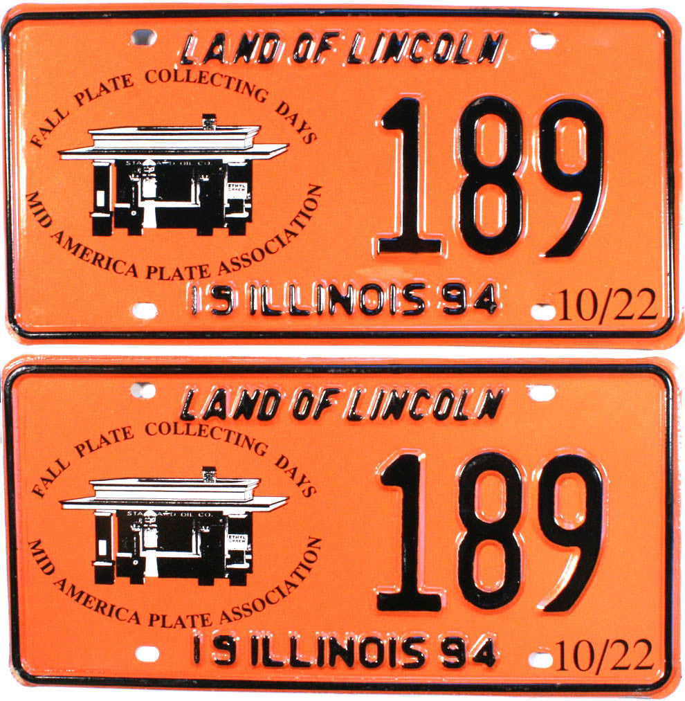 1994 Illinois Mid America Plate Association License Plates