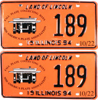 A pair of 1994 Illinois car special event license plates issued to commemorate the Fall Plate Collecting Days for the Mid American Plate Association for sale by Brandywine General Store