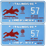 1999 Illinois Pony Express Days License Plates for sale by Brandywine General Store in near mint condition