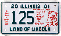 2001 Illinois Dukane Toy Run Motorcycle License Plate