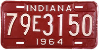 A NOS 1964 Indiana Passenger Car License Plate from Tippecanoe County for sale by Brandywine General Store in excellent minus condition