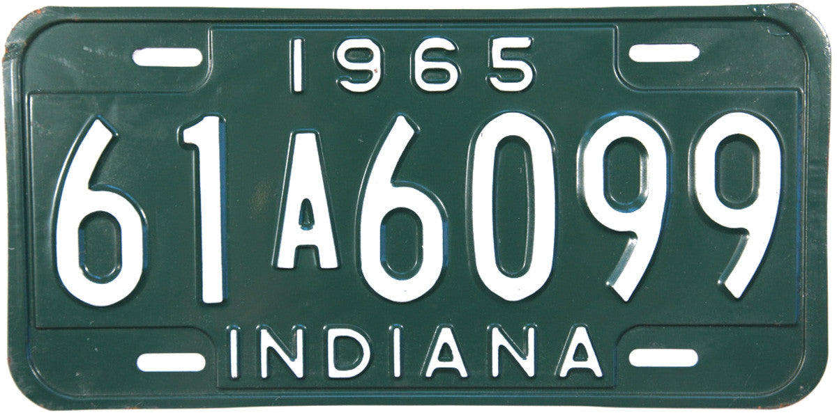 1965 Indiana Car License Plate grading very good plus to excellent minus