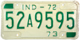 1972 Indiana License Plate in very good plus condition
